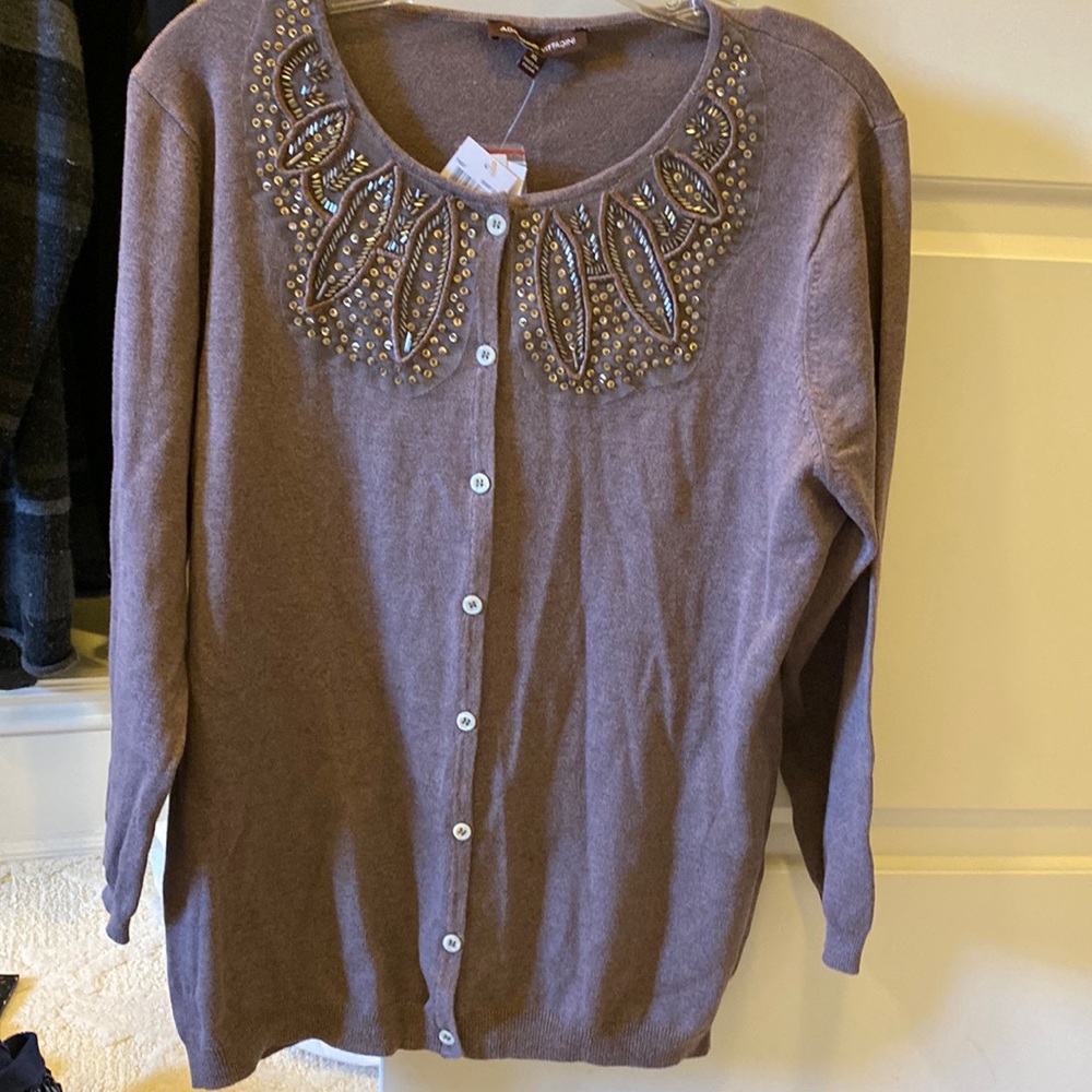 Adrienne Vittadini XL sweater with beads NWT